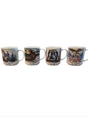 Bicentennial Mug Set 4 Mugs 1776 - 1976 Vintage American Celebration Mugs Japan